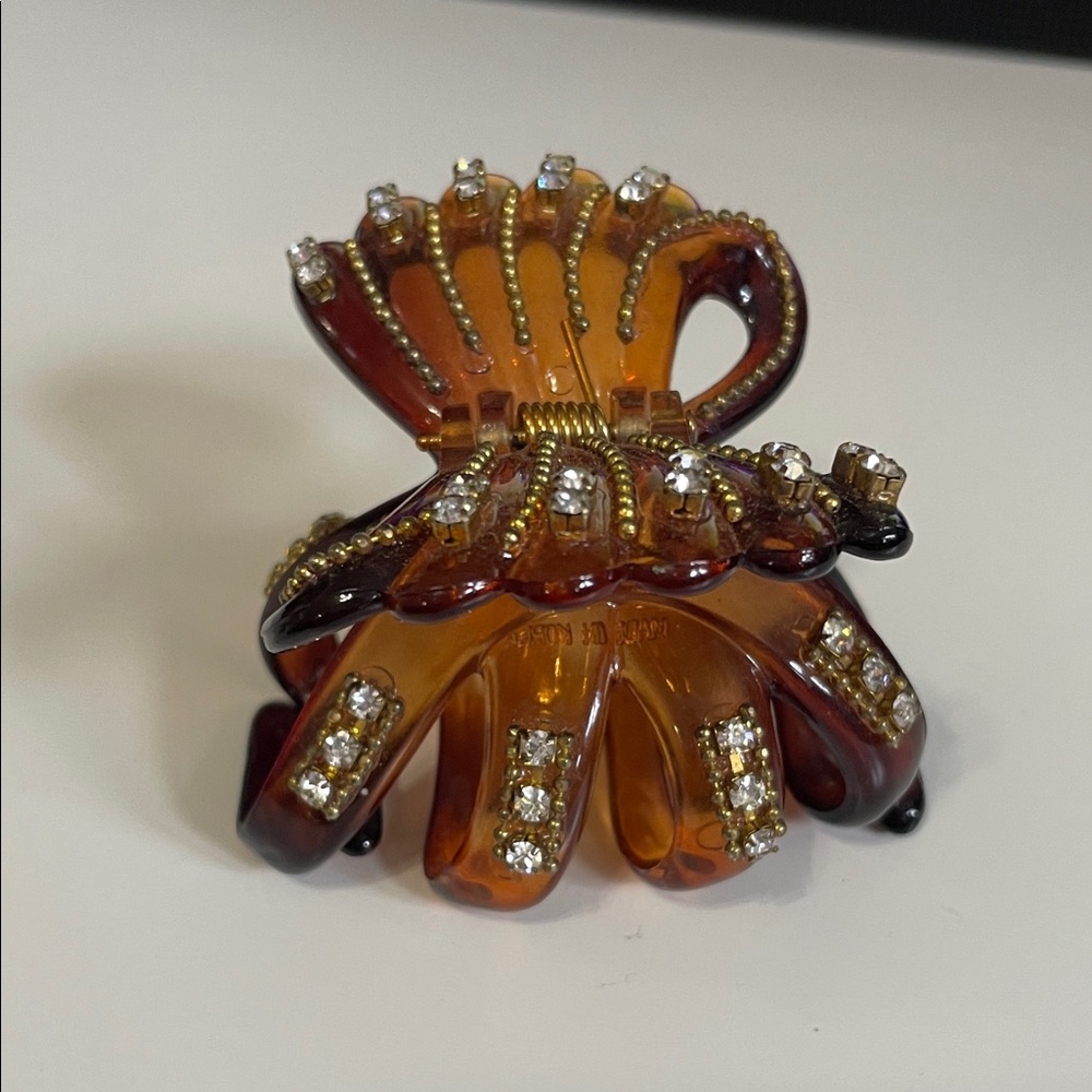 Brown Hair Clip with Rhinestones